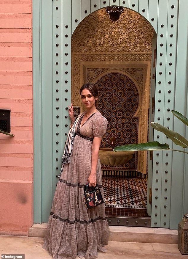 A-list favorite: A very stylish Jessica Alba  poses at the door to her stunning riad