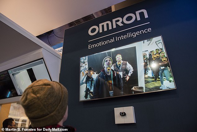 Pictured above is Omron's emotional recognition software. The camera had a somewhat difficult time reading sadness or anger but worked exceptionally well for smiling