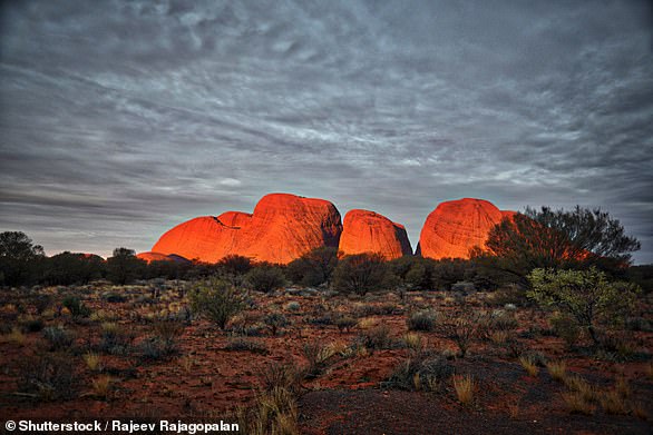 The ancient red rock formations of Kata Tjuta, located in Australia's Northern Territory