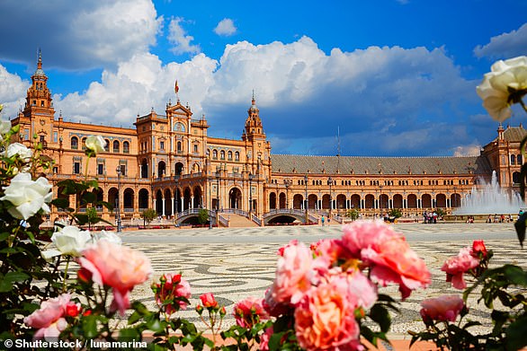 The Plaza de Espana in Seville, which has a mix of architectural styles