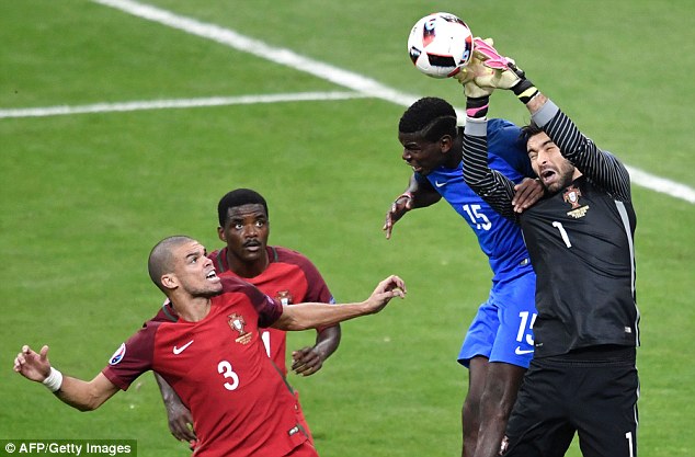 Pepe (left) and William Carvalho (second left) excelled as Portugal kept France at bay on Sunday