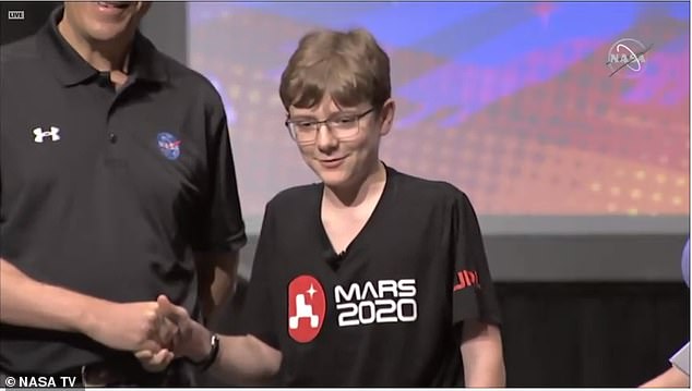 The name was revealed on Thursday during a live streaming and was chosen by seventh grader Alex Mathers (pictured) who's winning essay compared the rover to the human race. 'The human race will always persevere towards the future,' he said while reading his essay aloud in front of thousands of people'