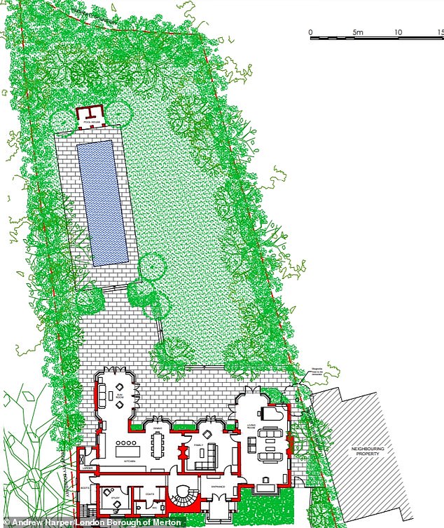 Plans above show the application for a swimming pool at Ant's home in South West London