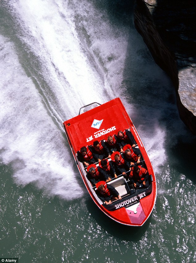 With a whoosh of water: The Shotover Jet ride, near Queenstown, is an awful lot of fun - but you will get wet